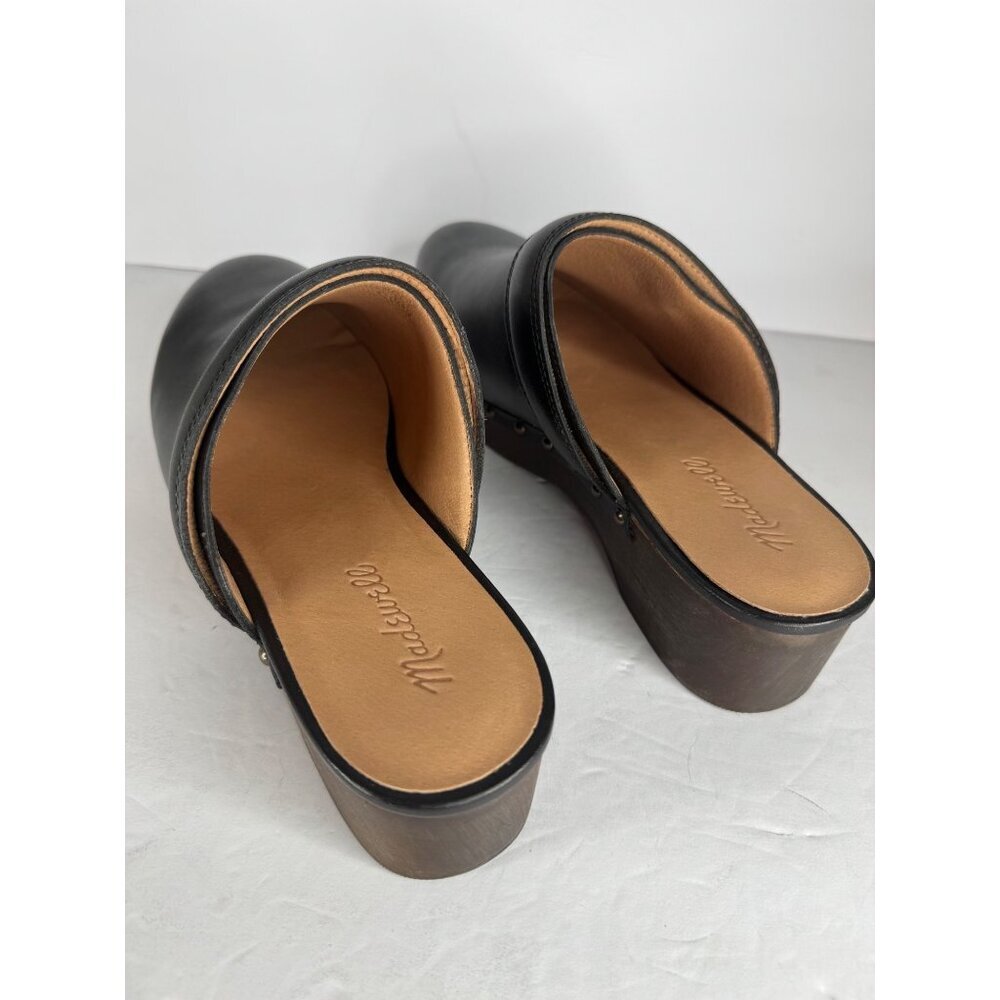 NIB Madewell Clog Black Leather w/ Studs Wooden Sole Size 9.5 Mules Cloudlift - Picture 7 of 9